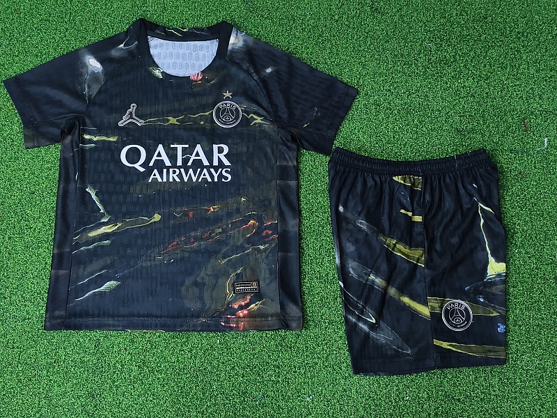 Niño_player version kids kit 25-26 parissg Jordan fifth Night Edition jersey size 16-28